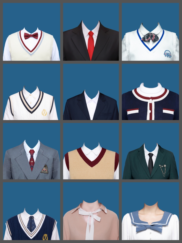 图片[2]-200+海马体证件照模板韩式学院风服装换底修图免抠psd素材模版-设计猿