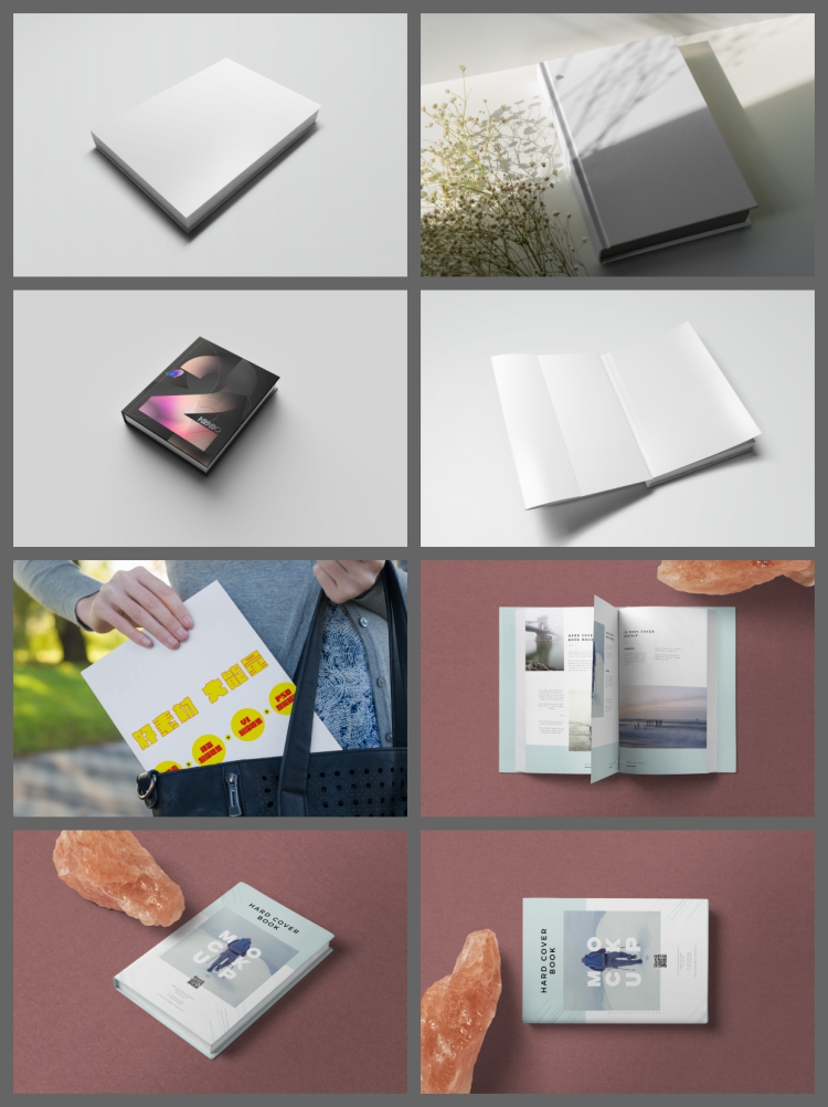 图片[2]-A5A4精装硬壳书籍封面封底书脊VI展示图PSD贴图样机设计素材-设计猿