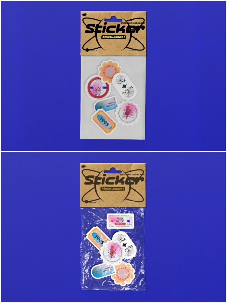 图片[2]-潮流趣味标签不干胶贴纸塑料薄膜包装设计展示贴图样机PSD素材-设计猿