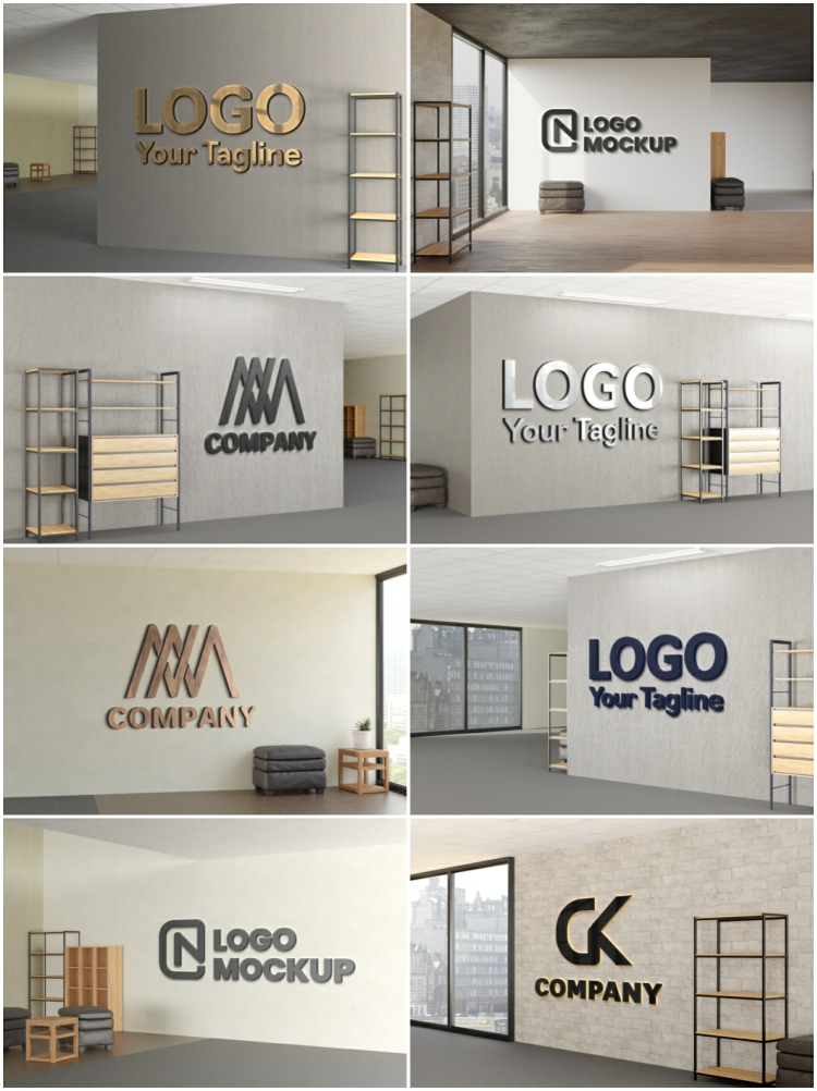 图片[2]-商务室内户外背景Logo墙金属立体logo标志效果贴图样机ps设计素材-设计猿