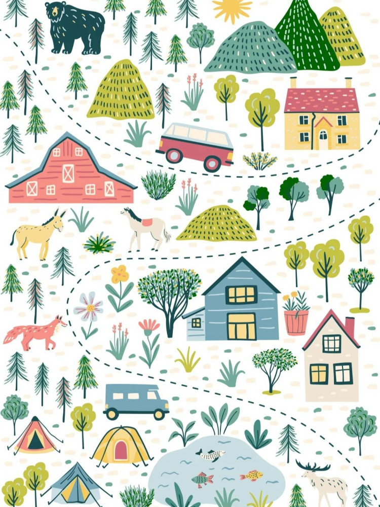 图片[2]-手绘地图元素合集城市道路动物树木插画Ai矢量PNG透明免扣素材PS-设计猿