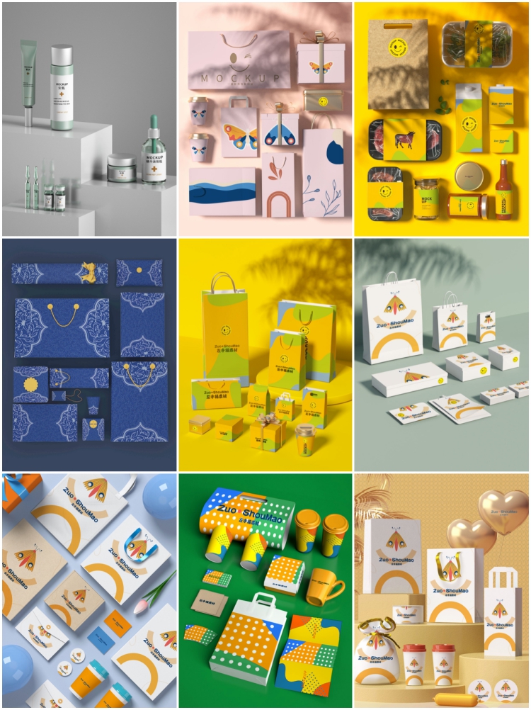 图片[2]-作品图案文创样机组合VI设计样机组合展示图PSD智能贴图素材模板-设计猿