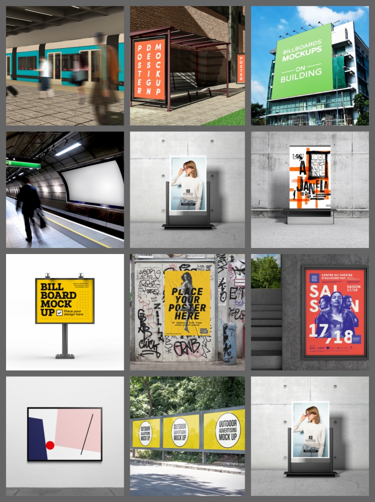 图片[2]-海报样机街头灯箱公交站户外广告牌图VI智能贴图PSD设计素材-设计猿