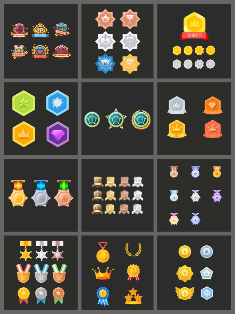 图片[2]-金牌银牌铜牌排行榜UI界面图标会员等级勋章sketch/figma设计素材-设计猿