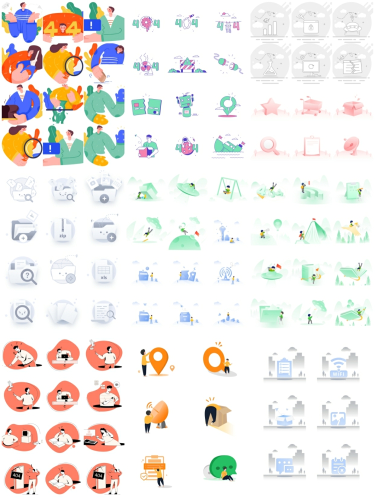 图片[2]-UI缺省页插画人物图标空状态错误提示插图ai/sketch/figma设计模-设计猿