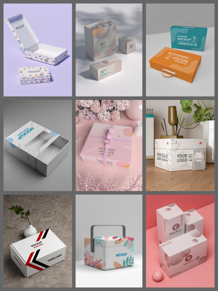 图片[2]-286款方形开窗包装盒psd设计素材纸盒箱排列logo展示智能贴图样机-设计猿