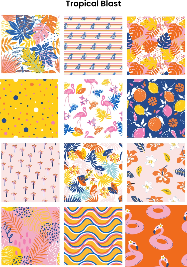 图片[10]-创意手绘卡通几何四季美花卉无缝拼贴印花图案设计背景AI矢量素材-设计猿