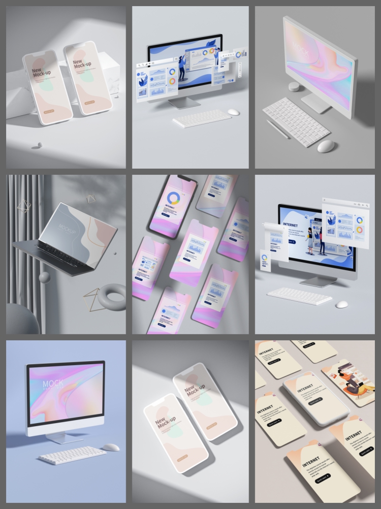 图片[3]-185款UI平板电脑网页样机psd素材手持手机APP界面设计智能贴图-设计猿