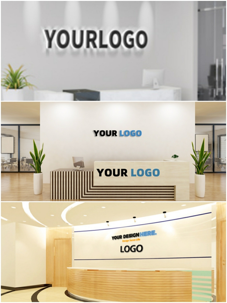 图片[3]-企业公司前台接待台形象墙LOGO效果图展示PSD贴图样机设计素材PS-设计猿
