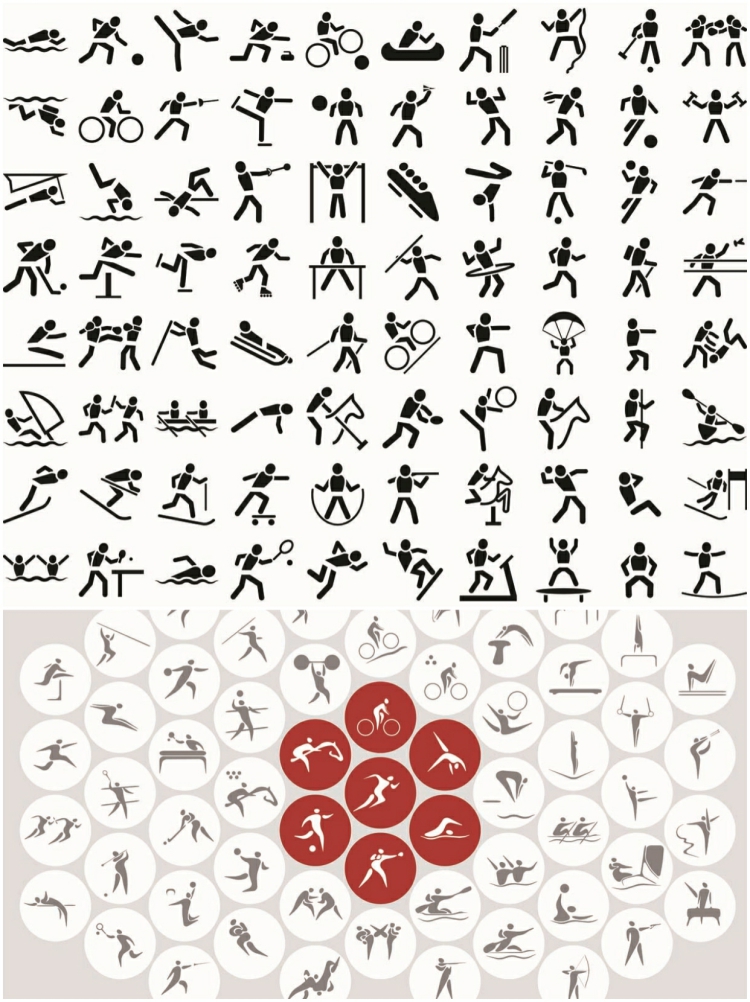 图片[3]-手绘黑白小人火柴人标志春季秋季运动项目图标插画矢量AI设计素材-设计猿