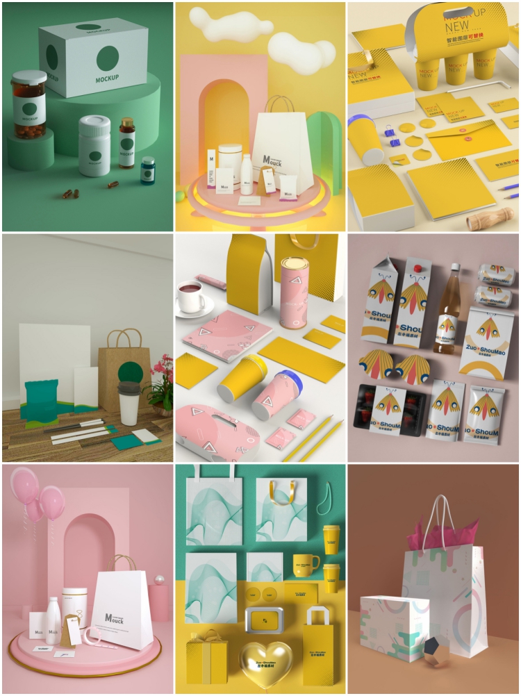 图片[3]-作品图案文创样机组合VI设计样机组合展示图PSD智能贴图素材模板-设计猿