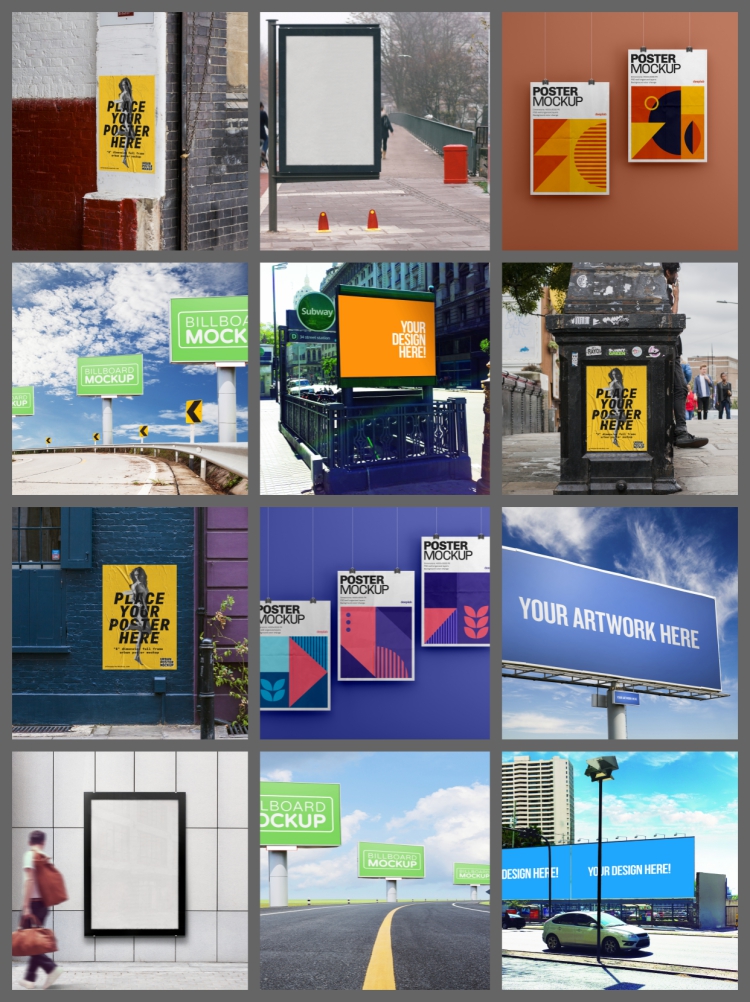 图片[3]-海报样机街头灯箱公交站户外广告牌图VI智能贴图PSD设计素材-设计猿