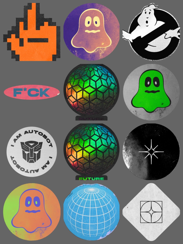 图片[3]-美式复古波普蒸汽波报纸裁剪贴纸标签免抠PNG图案 手账设计PS素材-设计猿