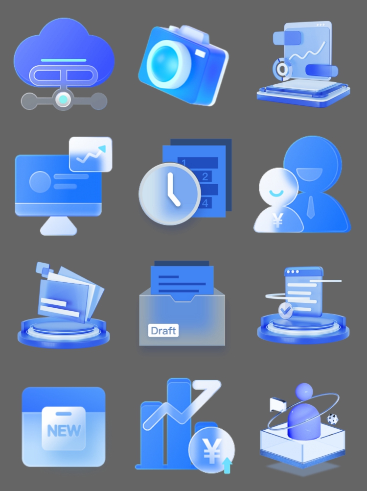 图片[3]-3D图标立体C4D风格质感互联网蓝白科技微软风透明免扣PNG素材图片-设计猿