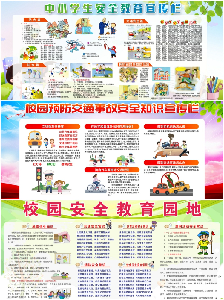 图片[3]-校园安全教育中小学校园安全知识宣传栏展板模板海报PSD设计素材-设计猿