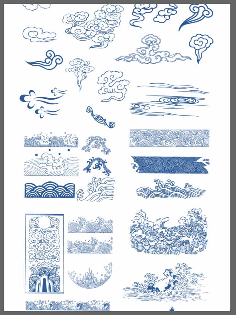 图片[2]-传统中国风古典国潮元素祥云水波吉祥纹样图案AI矢量PNG免抠素材-设计猿