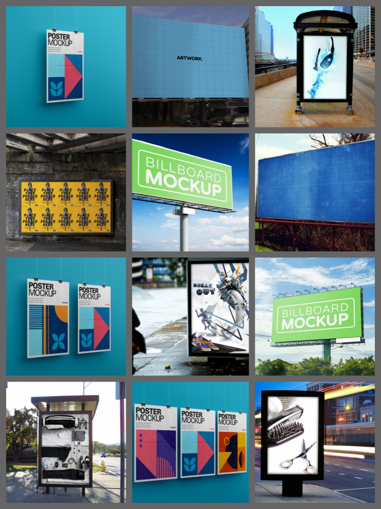图片[4]-海报样机街头灯箱公交站户外广告牌图VI智能贴图PSD设计素材-设计猿