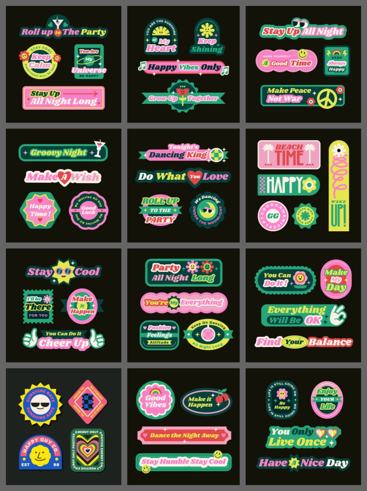 图片[4]-潮流趣味酸性贴纸标签复古卡通图案徽章图标装饰元素矢量设计素材-设计猿