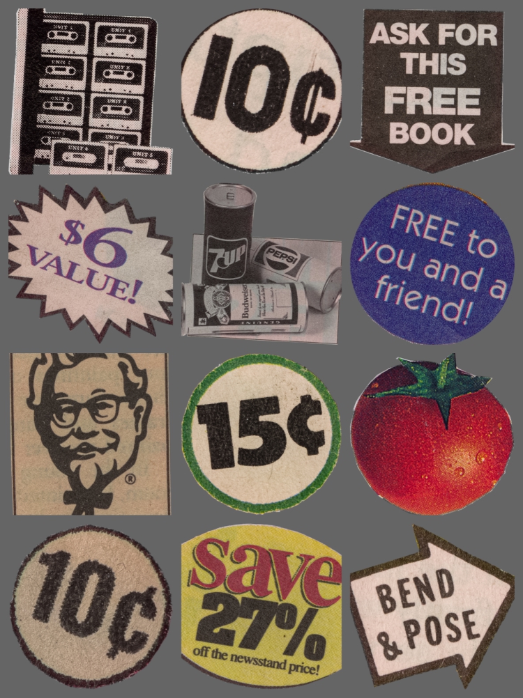 图片[4]-美式复古波普蒸汽波报纸裁剪贴纸标签免抠PNG图案 手账设计PS素材-设计猿