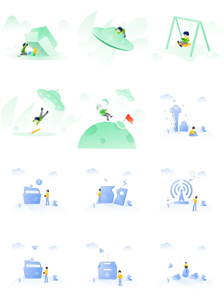 图片[3]-UI缺省页插画人物图标空状态错误提示插图ai/sketch/figma设计模-设计猿