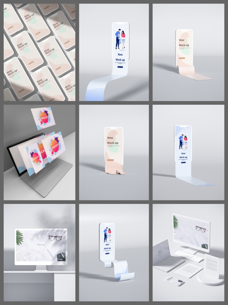 图片[4]-185款UI平板电脑网页样机psd素材手持手机APP界面设计智能贴图-设计猿