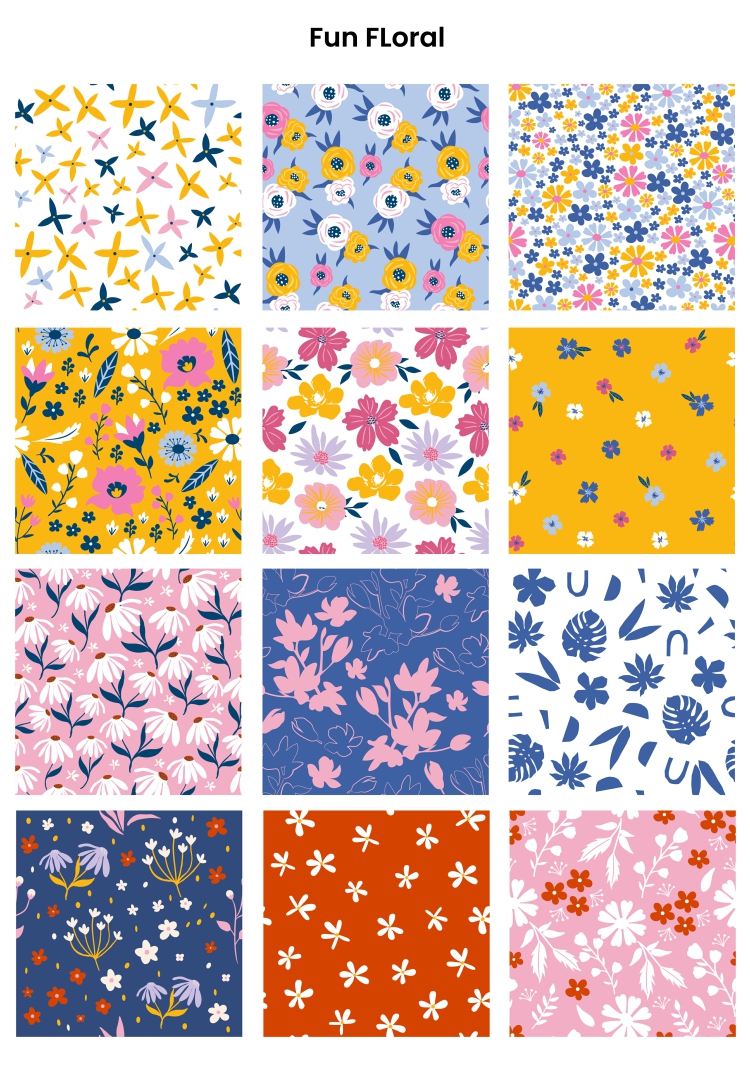 图片[4]-创意手绘卡通几何四季美花卉无缝拼贴印花图案设计背景AI矢量素材-设计猿