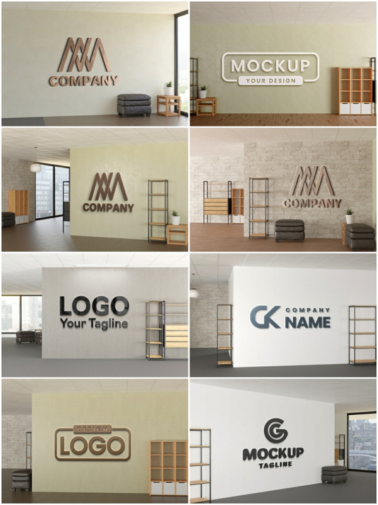 图片[4]-商务室内户外背景Logo墙金属立体logo标志效果贴图样机ps设计素材-设计猿