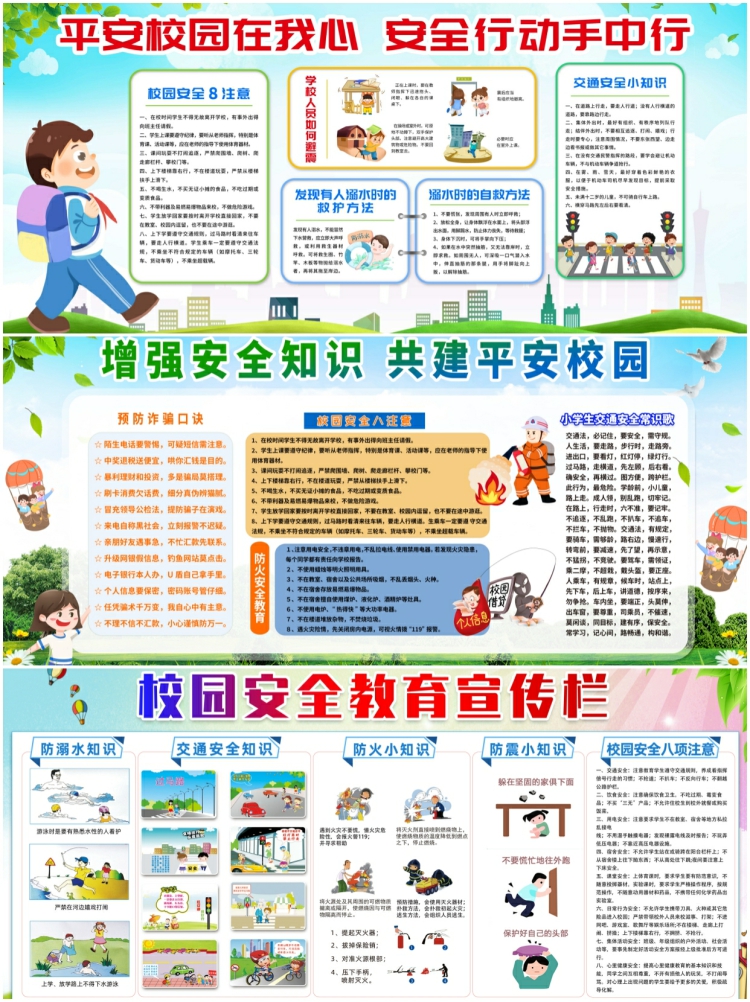 图片[4]-校园安全教育中小学校园安全知识宣传栏展板模板海报PSD设计素材-设计猿