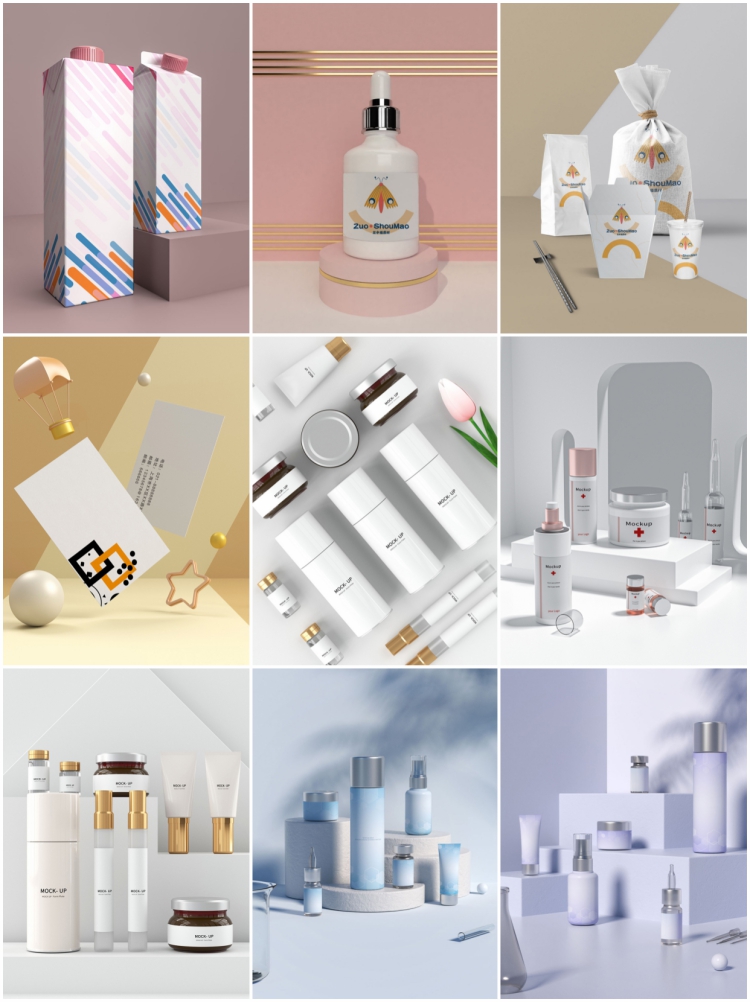 图片[5]-作品图案文创样机组合VI设计样机组合展示图PSD智能贴图素材模板-设计猿