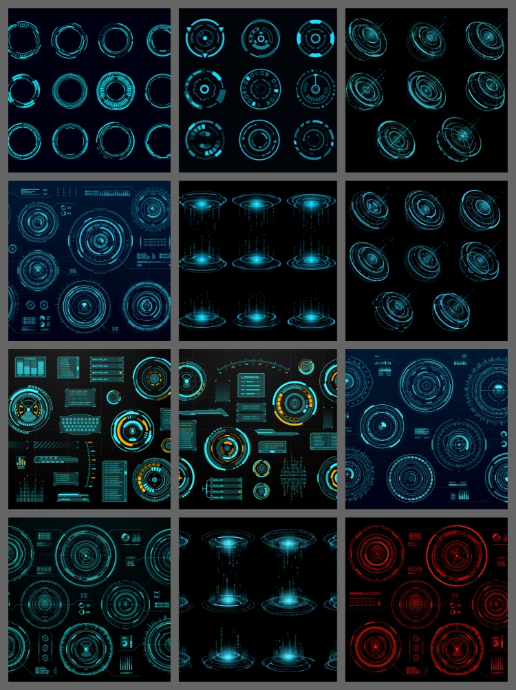 图片[4]-圆环边框仪表盘HUD科技游戏UI界面雷达圆形边框矢量AI设计素材图-设计猿