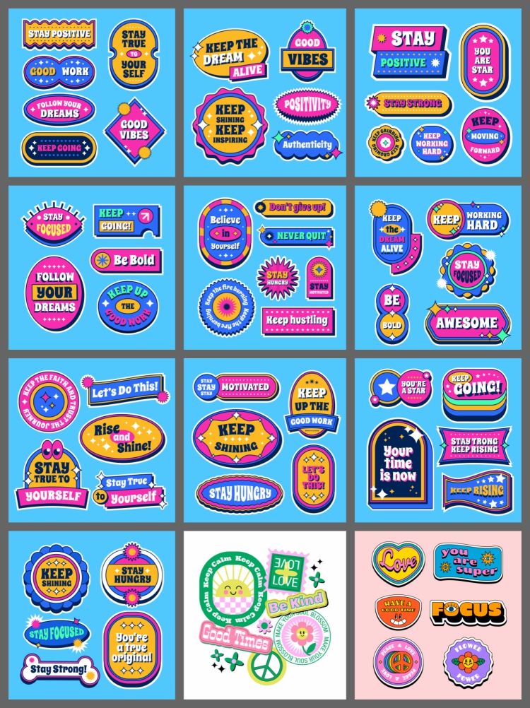 图片[5]-潮流趣味酸性贴纸标签复古卡通图案徽章图标装饰元素矢量设计素材-设计猿