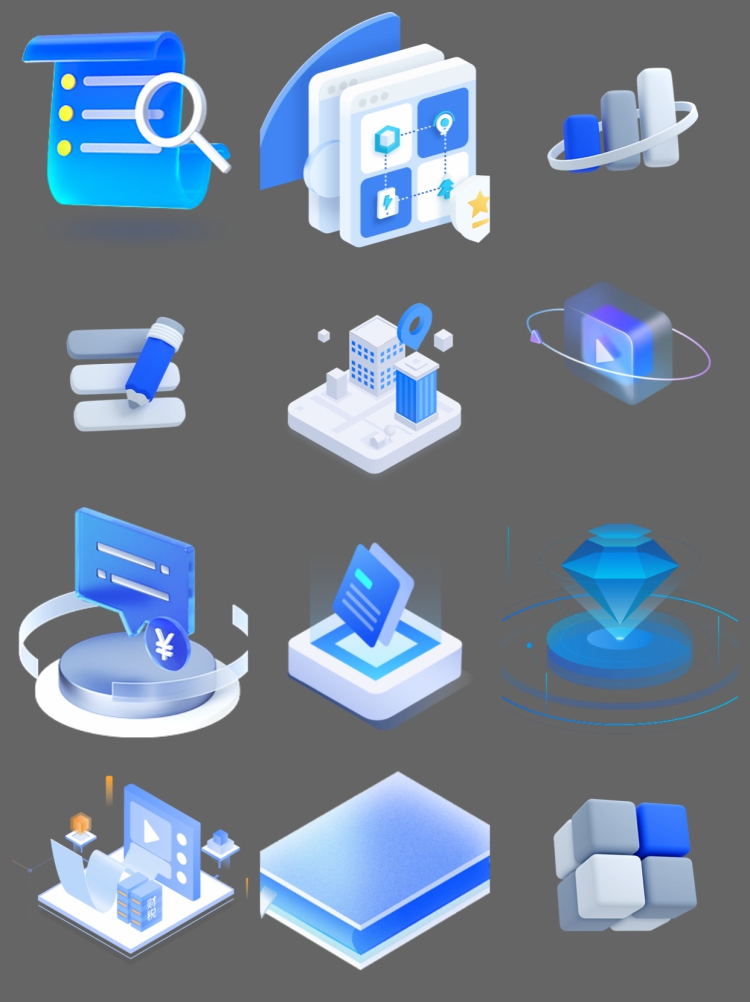 图片[4]-3D图标立体C4D风格质感互联网蓝白科技微软风透明免扣PNG素材图片-设计猿