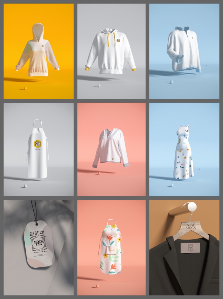 图片[4]-150款服装服饰T恤鞋帽子吊牌丝巾VI展示效果智能贴图样机PSD素材-设计猿