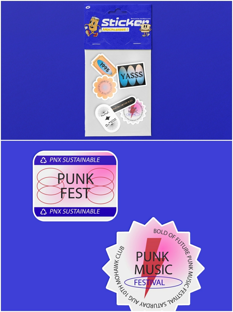 图片[6]-潮流趣味标签不干胶贴纸塑料薄膜包装设计展示贴图样机PSD素材-设计猿