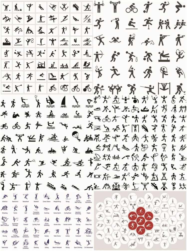 图片[5]-手绘黑白小人火柴人标志春季秋季运动项目图标插画矢量AI设计素材-设计猿