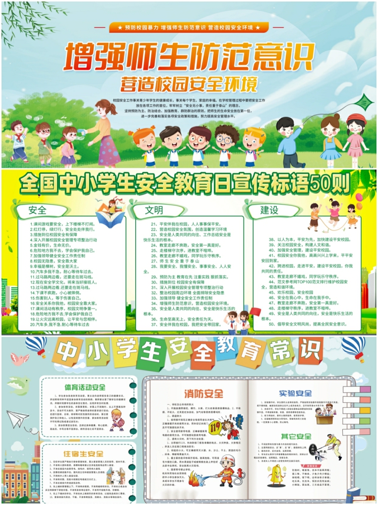 图片[5]-校园安全教育中小学校园安全知识宣传栏展板模板海报PSD设计素材-设计猿