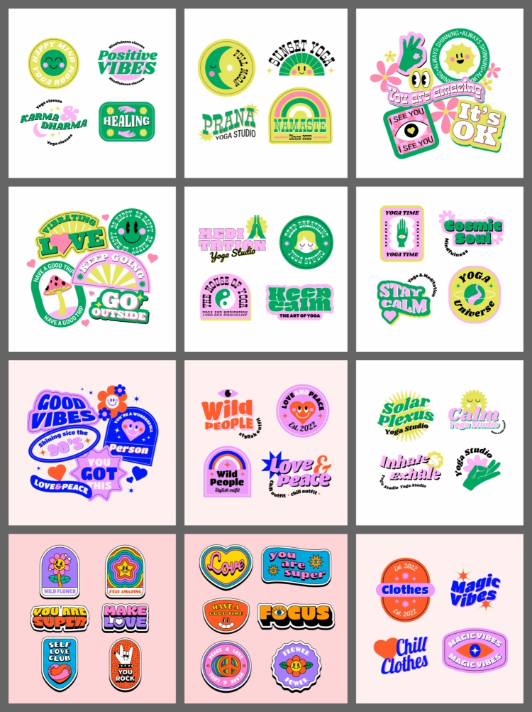 图片[6]-潮流趣味酸性贴纸标签复古卡通图案徽章图标装饰元素矢量设计素材-设计猿