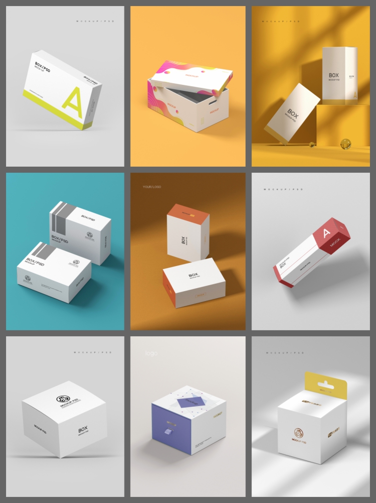 图片[5]-286款方形开窗包装盒psd设计素材纸盒箱排列logo展示智能贴图样机-设计猿