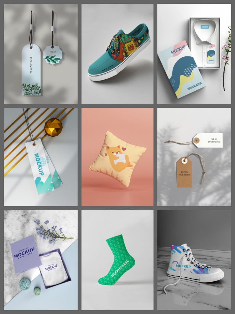 图片[6]-150款服装服饰T恤鞋帽子吊牌丝巾VI展示效果智能贴图样机PSD素材-设计猿