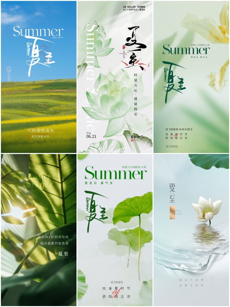图片[6]-创意简约传统24二十四节气夏至海报宣传插画夏日模板PSD设计素材-设计猿