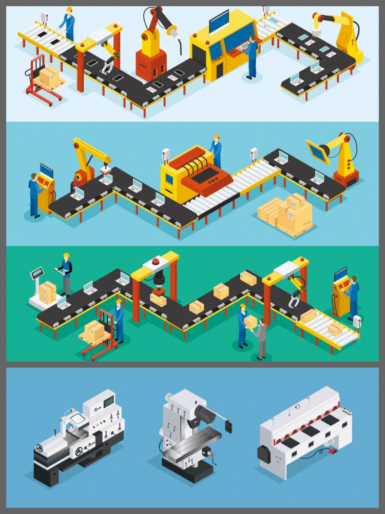 图片[7]-2.5D车间自动化机床生产线流水线传送带插画场景ai矢量设计素材图-设计猿