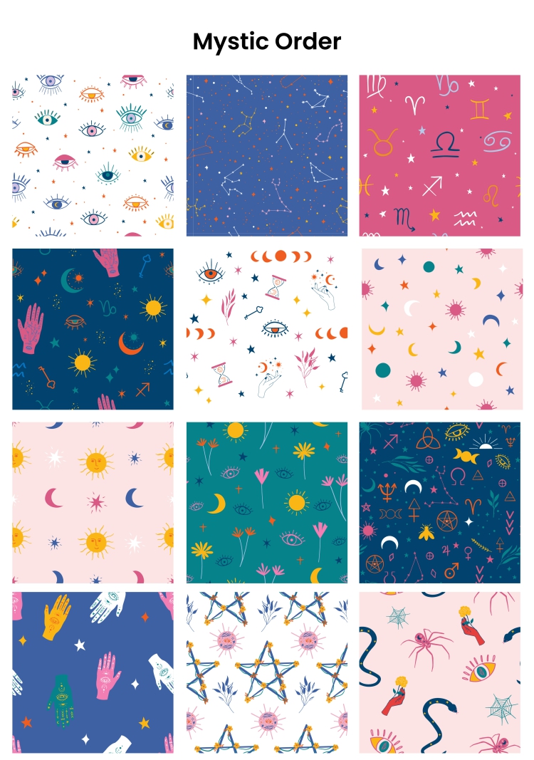 图片[7]-创意手绘卡通几何四季美花卉无缝拼贴印花图案设计背景AI矢量素材-设计猿