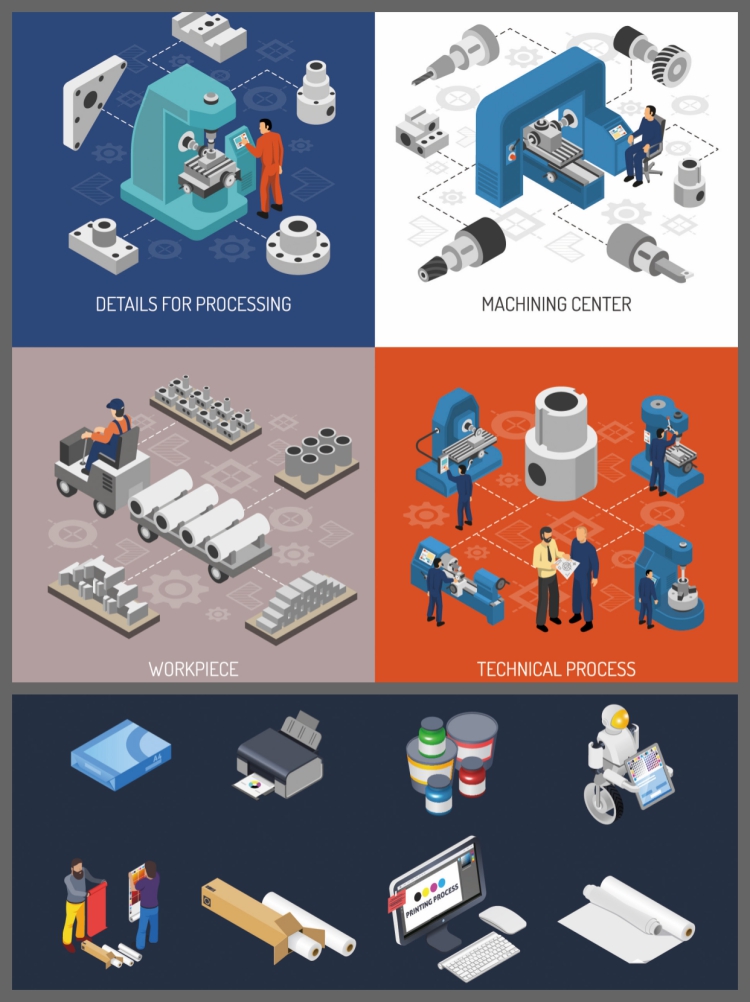 图片[8]-2.5D车间自动化机床生产线流水线传送带插画场景ai矢量设计素材图-设计猿