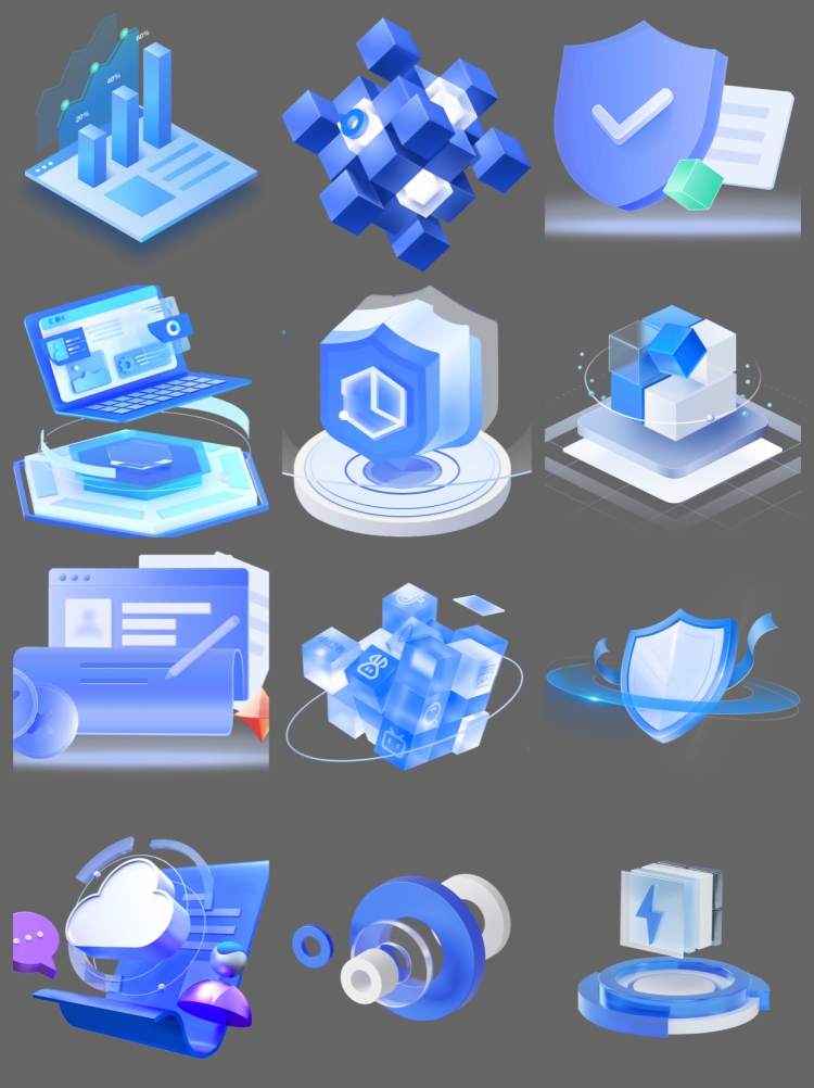 图片[8]-3D图标立体C4D风格质感互联网蓝白科技微软风透明免扣PNG素材图片-设计猿