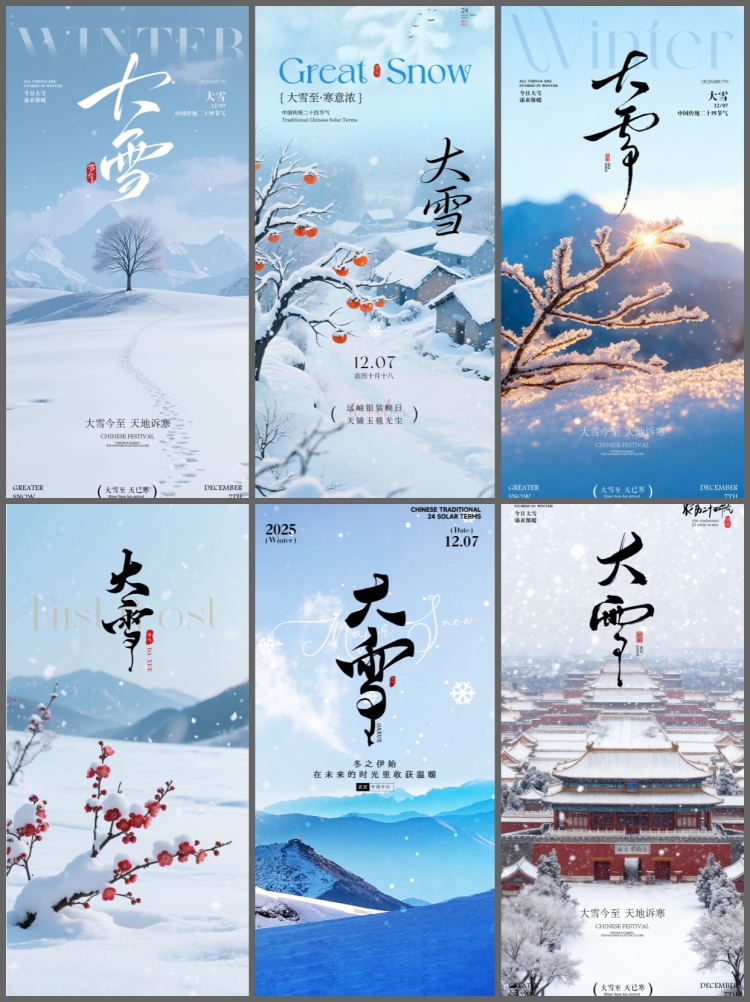 图片[2]-大雪海报二十四24节气中国风创意简约宣传海报psd设计素材模板-设计猿