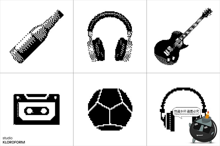 图片[2]-潮流复古像素马赛克低保真怀旧抽象艺术几何图形AI矢量PNG素材-设计猿
