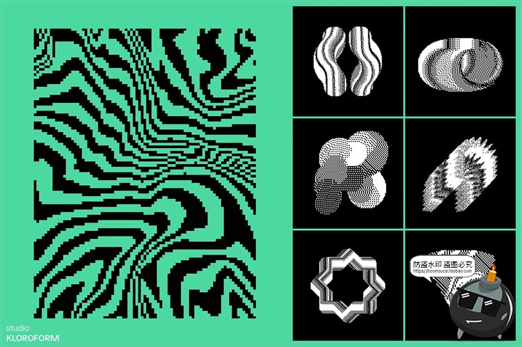 图片[13]-潮流复古像素马赛克低保真怀旧抽象艺术几何图形AI矢量PNG素材-设计猿