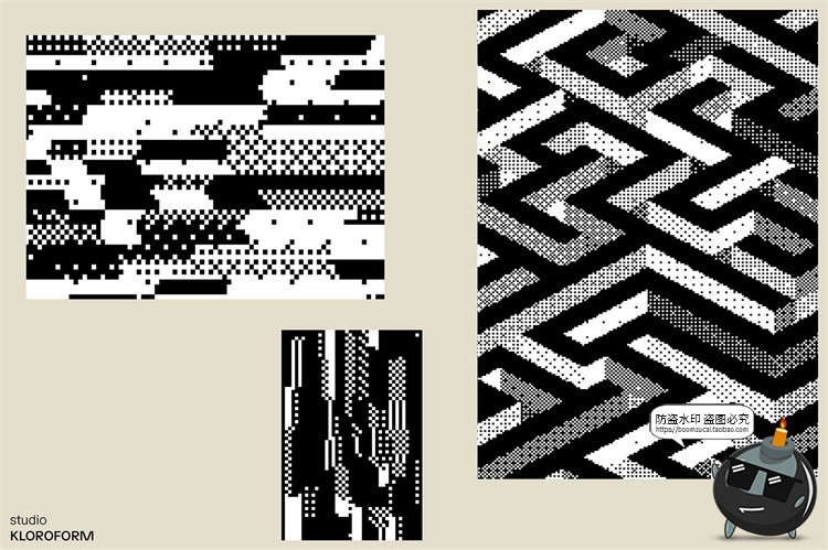 图片[18]-潮流复古像素马赛克低保真怀旧抽象艺术几何图形AI矢量PNG素材-设计猿