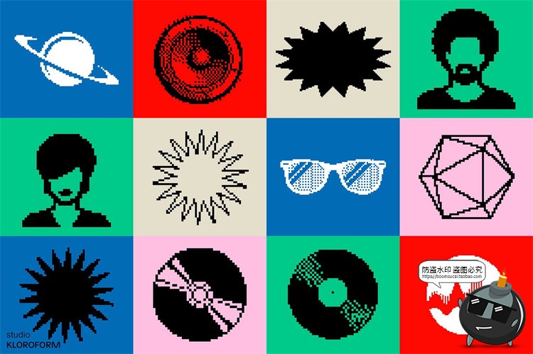 图片[23]-潮流复古像素马赛克低保真怀旧抽象艺术几何图形AI矢量PNG素材-设计猿