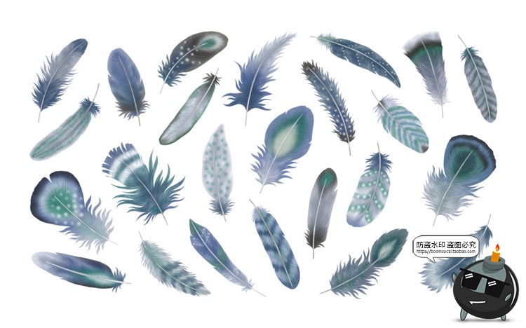 图片[3]-波西米亚乡村水彩优雅羽毛插图无缝拼接图案插画PNG免抠图片素材-设计猿